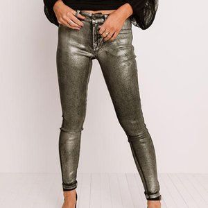 PRICE DROP Willow Gold Metallic Foil Coated Jeans